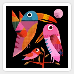 Three Birds at Night Sticker